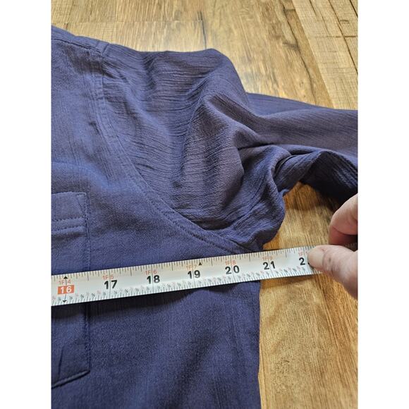 L.L Bean Cloud Gauze Cover-Up Blouse Tunic Women’s Size S Organic Cotton Blue - Picture 6 of 9